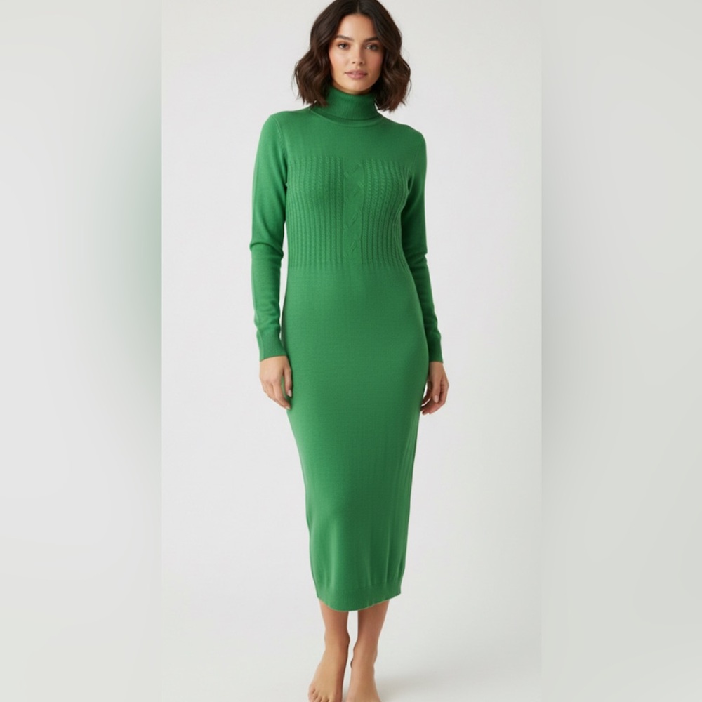 Emerald Green Long Sleeve Knit Dress